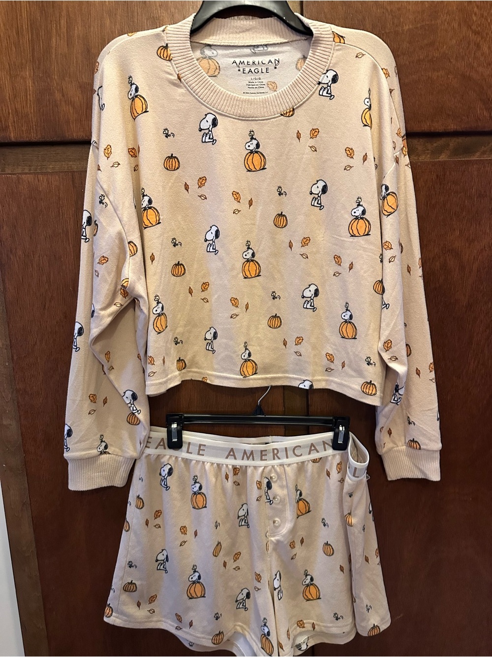 Snoopy top and shorts pajama set